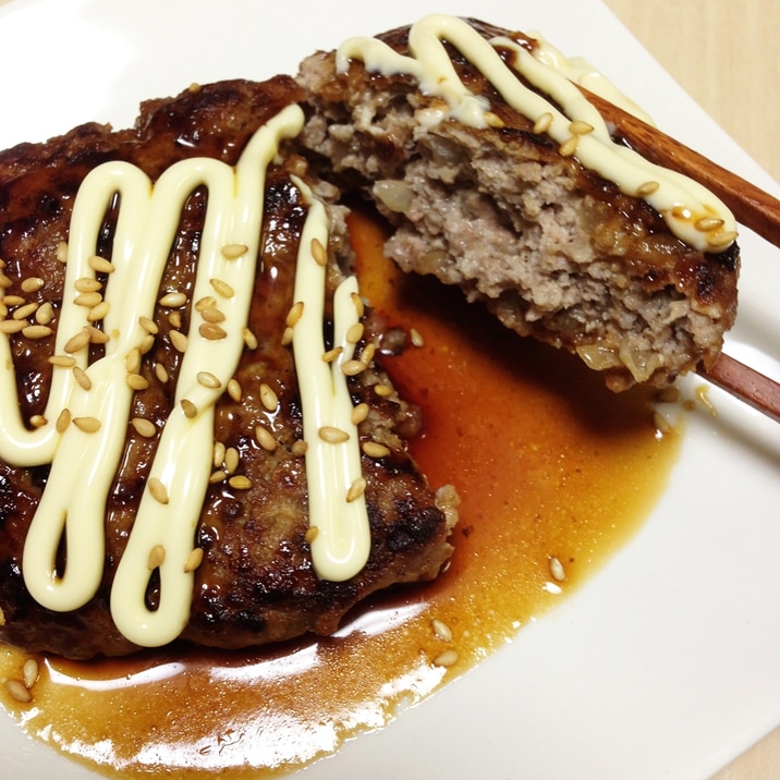 合い挽き肉で豆腐ハンバーグ〜照り焼きソース〜